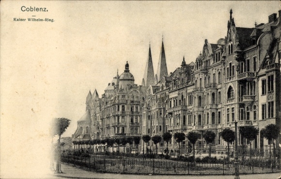 Koblenz am Rhein, Kaiser Wilhelm-Ring, buildings, trees, no people