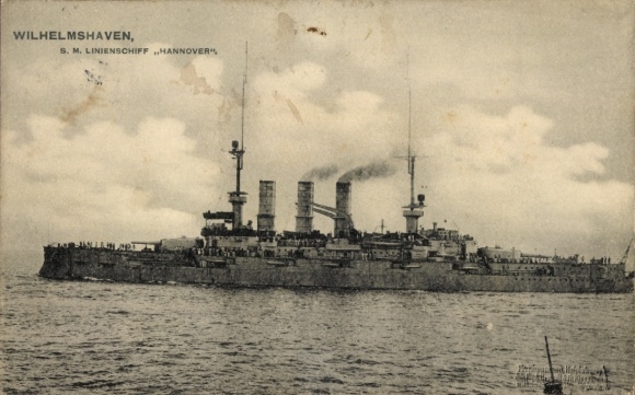 German warship, SMS Hannover, battleship, in Wilhelmshaven, Imperial Navy