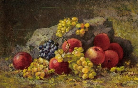 Artist Postcard Still Life, Apples and Grapes