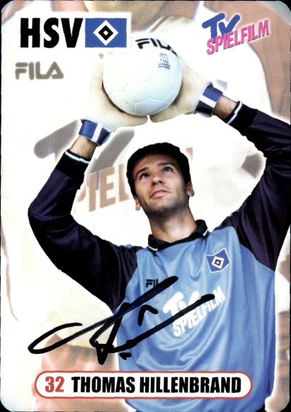 Autographed card of footballer Thomas Hillenbrand, Hamburger SV, autograph