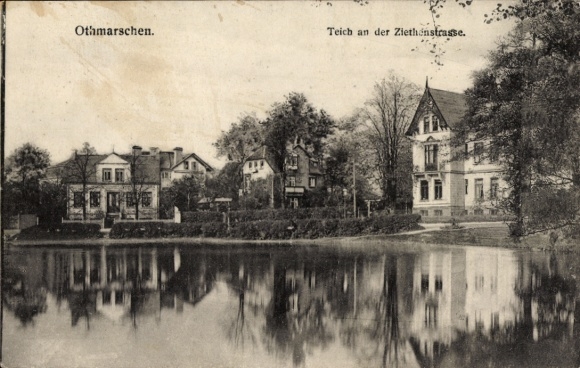 Postcard Hamburg Altona Othmarschen, pond on Ziethenstraße