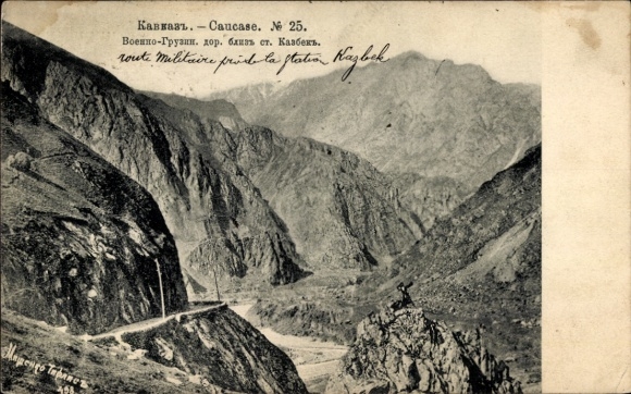 CPA Caucase, Le chemin militaire Grousien, Kazbek