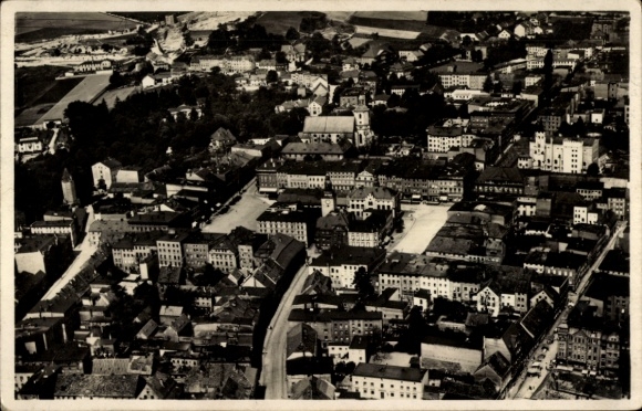 Postcard Strzegom Striegau Silesia, aerial photograph