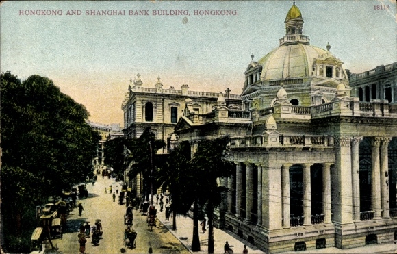 Postcard Hong Kong China, Hong Kong and Shanghai Bank Building