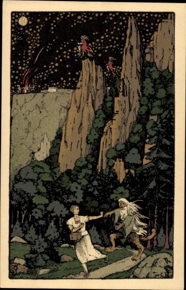 Lithograph from Thale in the Harz Mountains, The Legend of the Witches' Dance Floor, Brocken Witches