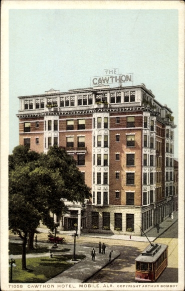 Postcard Mobile Alabama USA, Cawthon Hotel
