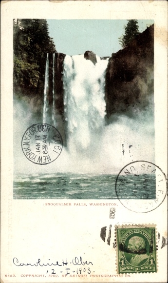 Postcard Washington USA, Snoqualmie Falls