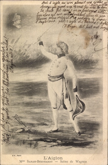 French actress Sarah Bernhardt, L'Aiglon, Napoleon II, Scene de Wagram