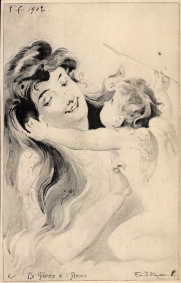 Artist Postcard Mother with Child, Mother's Love