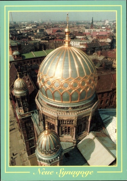 Judaica Postcard Berlin Mitte, New Synagogue, Oranienburger Straße, aerial photograph