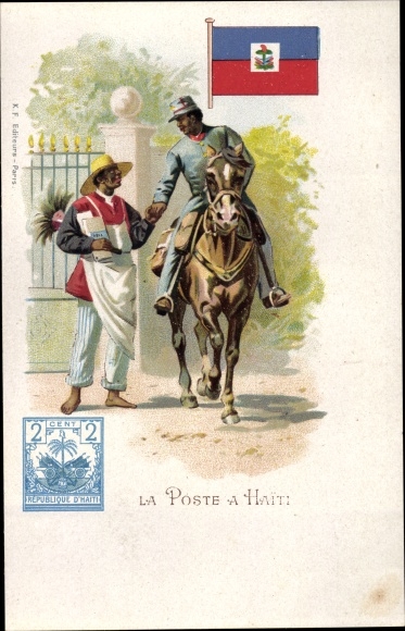 Stamps Chromo-Litho Haiti, La Poste au Haiti, Postman on horse