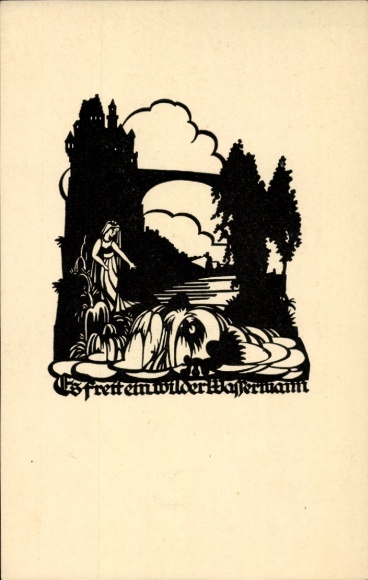 Paper cut by Postcard Schwindt, AM, A wild water sprite is courting