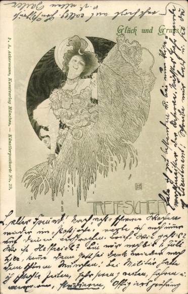 Artist Postcard Treffsicher, Young Woman, Rock, Ackermann 29