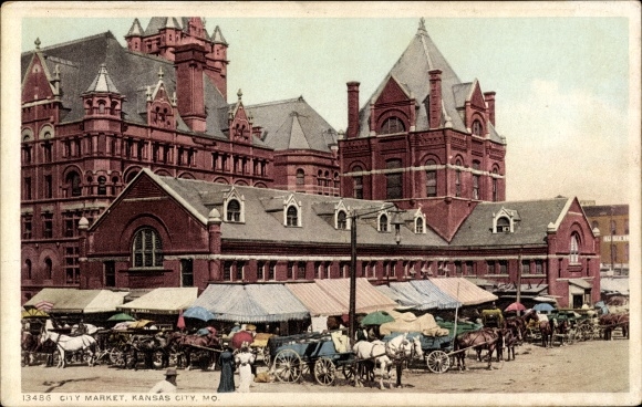 Postcard Kansas City Missouri USA, city market