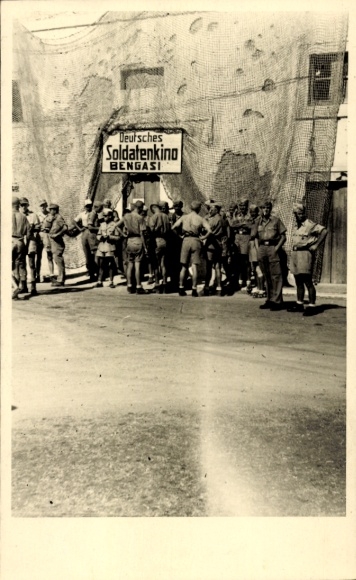 Photo Postcard Benghazi Libya, German Soldiers' Cinema