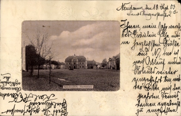 Postcard Dębno Neudamm Neumark East Brandenburg, Market Square