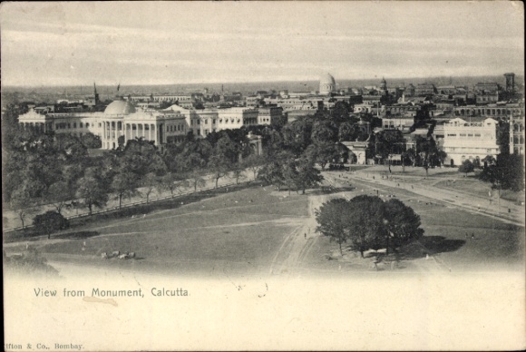 Calcutta Kolkata India, view of monument, trees, cityscape