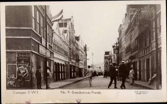 Postcard Punda Willemstad Curaçao Netherlands Antilles Caribbean, Breedestraat