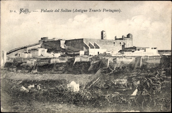 Postcard Safi Saffi Morocco, Palacio del Sultan, old Portuguese fortress, landscape