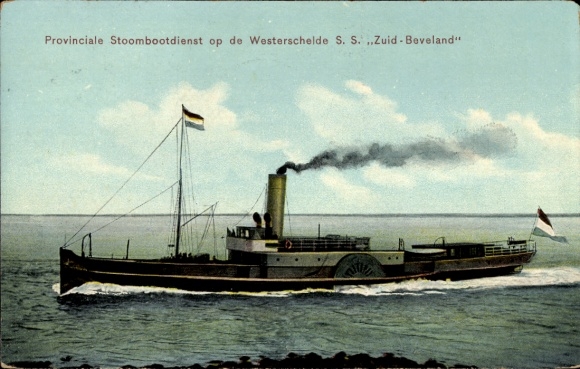 Postcard Provinciale Stoombootdienst op de Westerschelde SS Zuid-Beveland