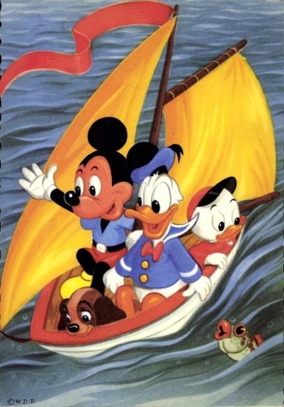 PC Walt Disney, Donald Duck, Mickey Mouse, boat