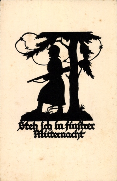 Papercut artist Postcard Schwindt, AM, I stand in dark midnight