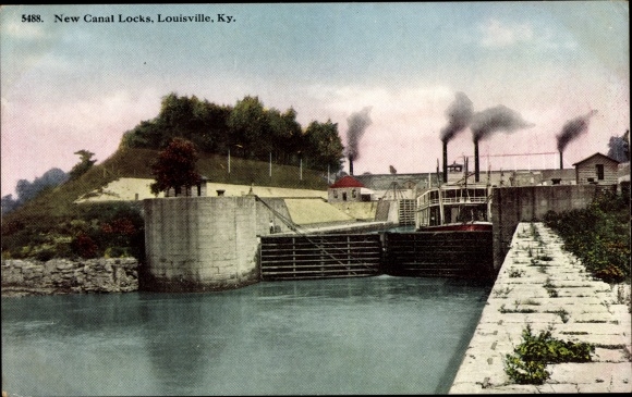 Postcard Louisville Kentucky USA, New Canal Locks