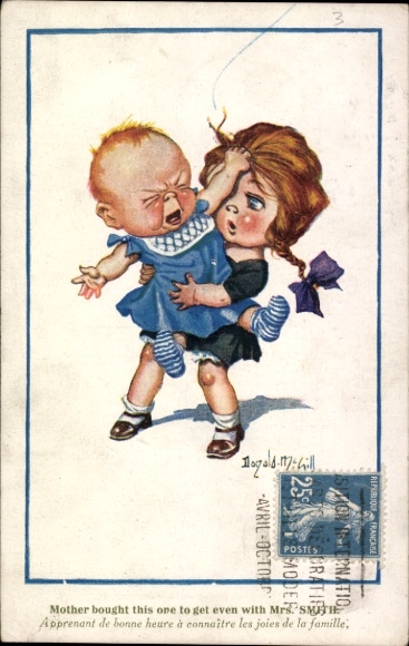Artist Postcard McGill, D., Woman and her crying child