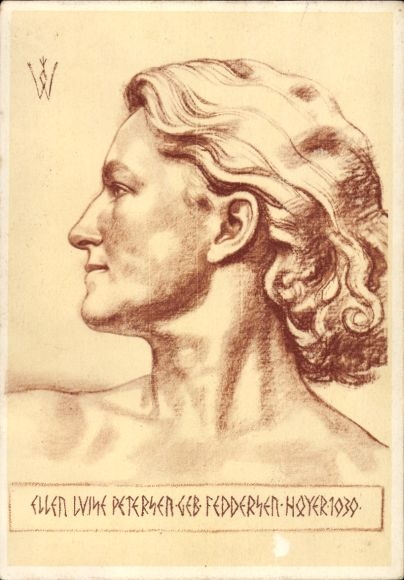 Artist Postcard Willrich, Wolfgang, German woman from North Schleswig, Ellen Luise Petersen, VDA E 11