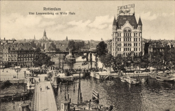 Rotterdam, South Holland, Netherlands, Four Leeuwenbrug, Witte Huis, harbor view, ships