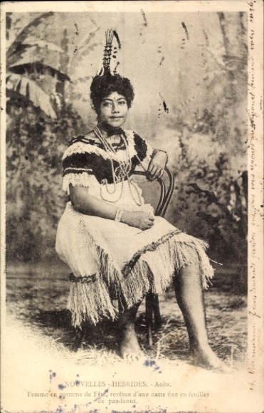 Postcard Island of Aoba Ambae New Hebrides, portrait of a local woman