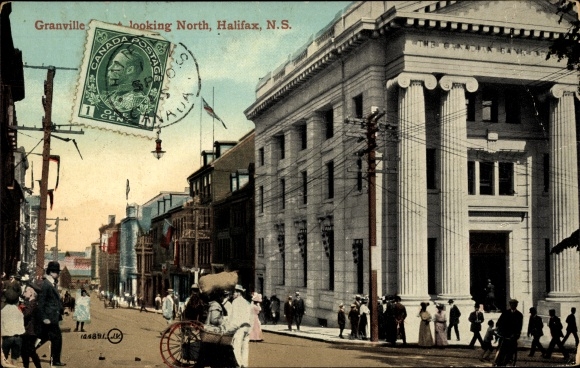Postcard Halifax Nova Scotia Canada, Street Section, Granville Hall