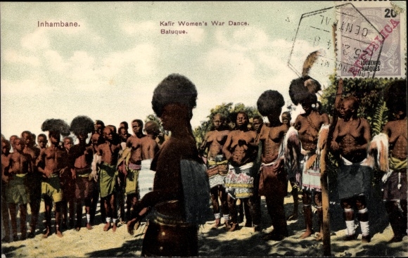 Postcard Inhambane Mosambik, Kafir Women's War Dance