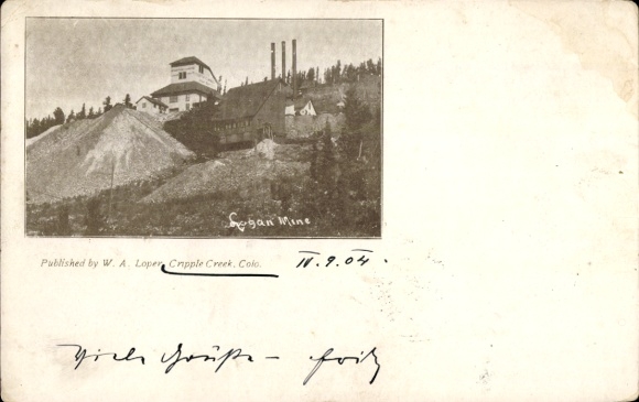 Postcard Cripple Creek Colorado USA, Logan Mine