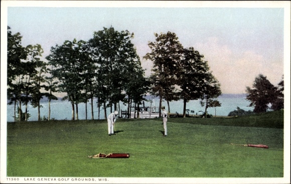 Postcard Lake Geneva Wisconsin USA, golf courses