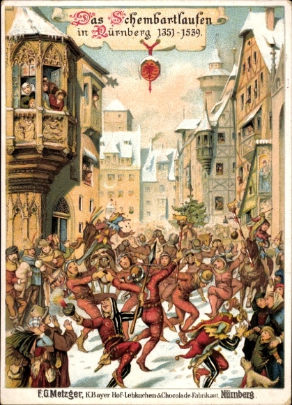 Artist Postcard Nuremberg, FG Metzger, K. Bayer. Hof-Lebkuchen & Chocolade Fabrikant, Advertising