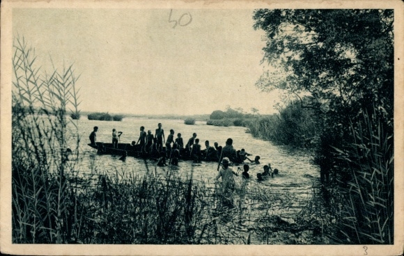 CPA Brazzaville, Congo français, Jeux d'Enfants au bord du Congo