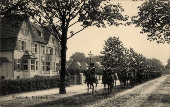 Postcard Hamburg Wandsbek, Oktaviostraße, Cavalry, Villa