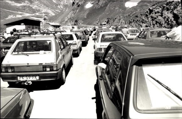 Photo: People stuck in traffic, cars, Grossglockner High Alpine Road