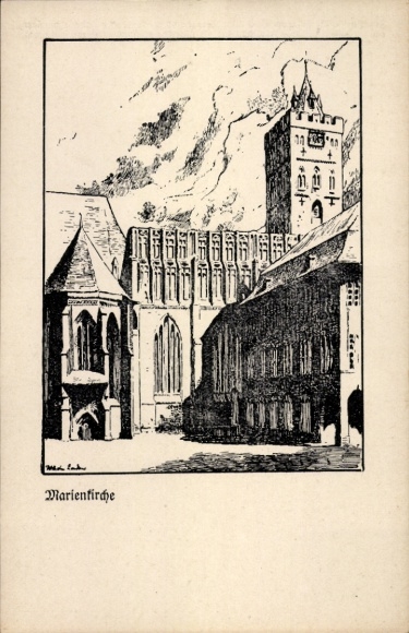 Artist Postcard Zadow, Wilhelm, Frankfurt an der Oder, St. Mary's Church