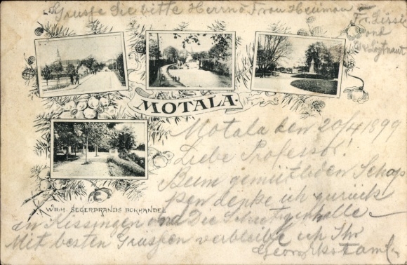 Passepartout Postcard Motala Sweden, partial views