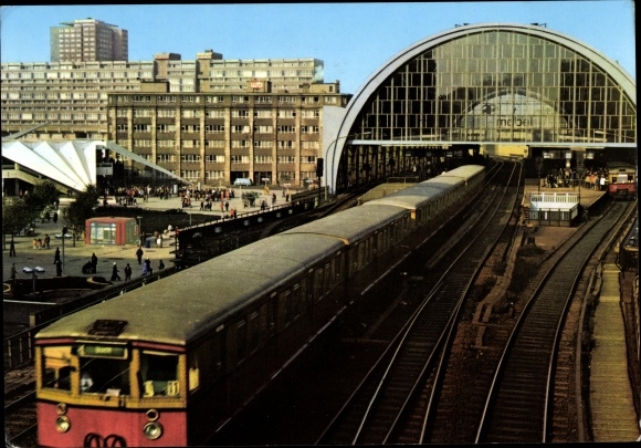 Postcard Berlin Mitte, S-Bahn station Alexanderplatz, S-Bahn