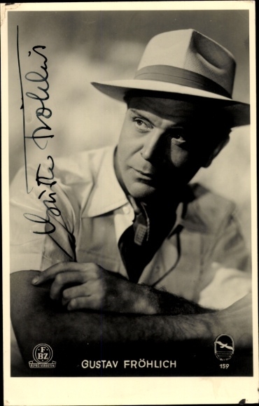 Photo of actor Gustav Fröhlich, portrait with hat