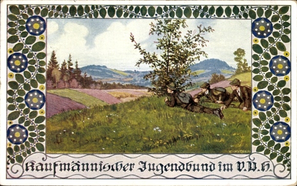 Artist Postcard Kutzer, Ernst, Commercial Youth Association in the VDH, Wanderer
