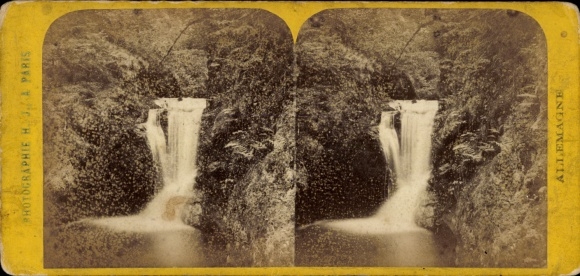 Stereo photo of Baden-Baden in the Black Forest, Geroldsau Waterfall