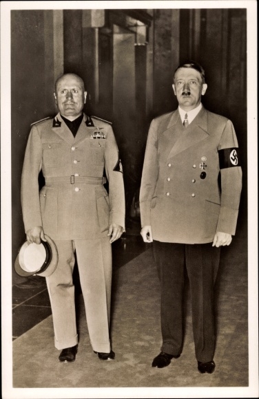 Postcard Adolf Hitler und Benito Mussolini, Staatstreffen 1939 - Photo ...