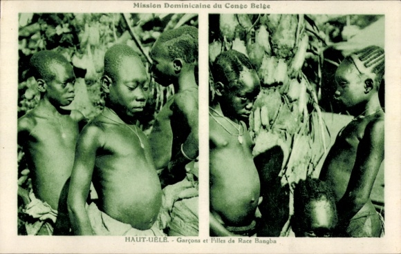 Postcard Haut Uele Congo Belgian Democratic Republic of Congo, Boys and Girls of the Bangba Race