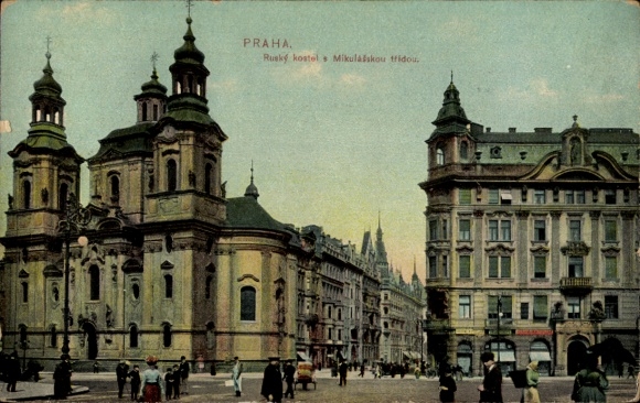 Postcard Praha Prague Czech Republic, Ruský kostel, Mikulášská ulice,