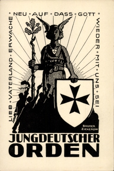 Artist Postcard Zickerow, Young German Order, Dear Fatherland Awaken Anew