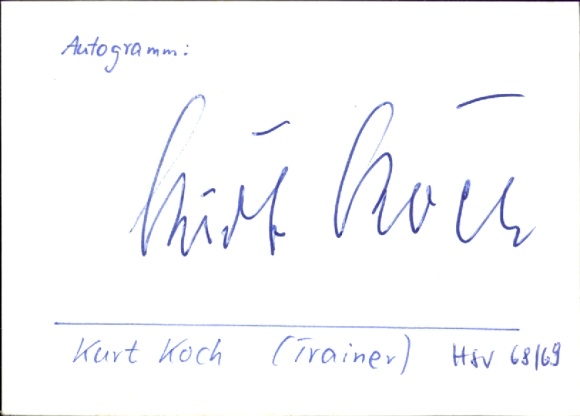 Autograph from coach Kurt Koch, Hamburger SV